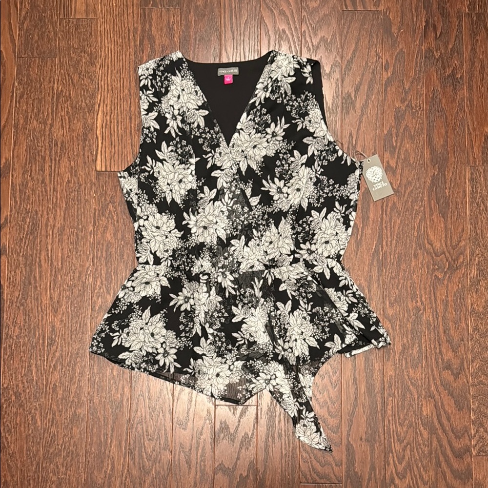 Vince Camuto Floral Asymmetrical Blouse